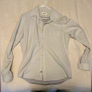 Taylor stitch long sleeve button up The California white in Navy Jacquard dot